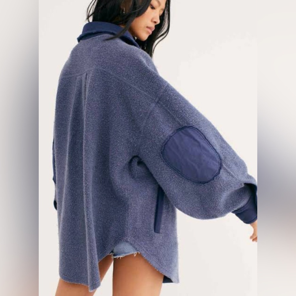 Free People | Indigo Blue Ruby Oversized Shirt Jacket size Small - Picture 1 of 14